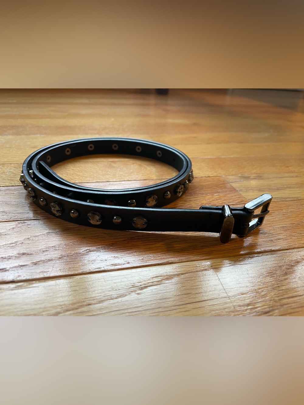 Nordstrom Black Studded Skinny Leather Belt